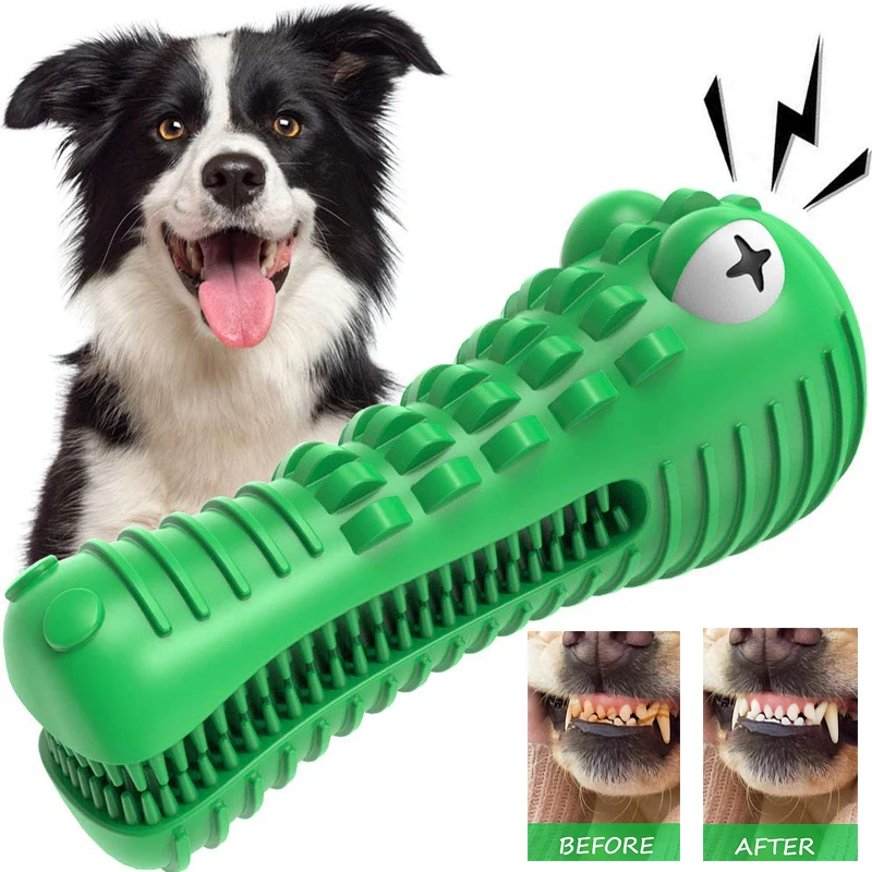 

Pet Dog Toothbrush Toys Interactive Squeaker Toy Training IQ Teeth Cleaning Tear-Resistant Durable Medium Large Dog Chewing
