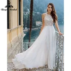 Богемное свадебное платье без рукавов с открытой спиной и кружевным лифом, шифоновое богемное платье с бисером для свадьбы 2022