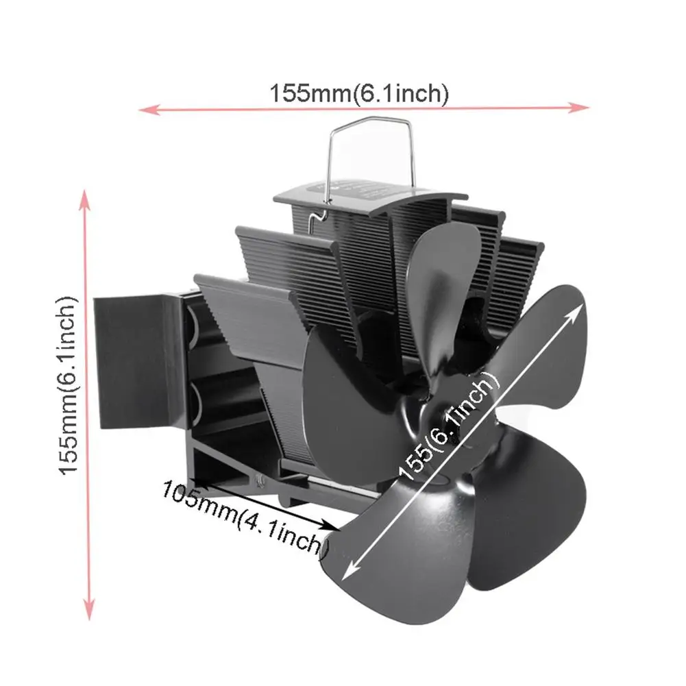 Черный камин 6 /5 лезвий стандартная деревянная горелка эко-вентилятор Тихий