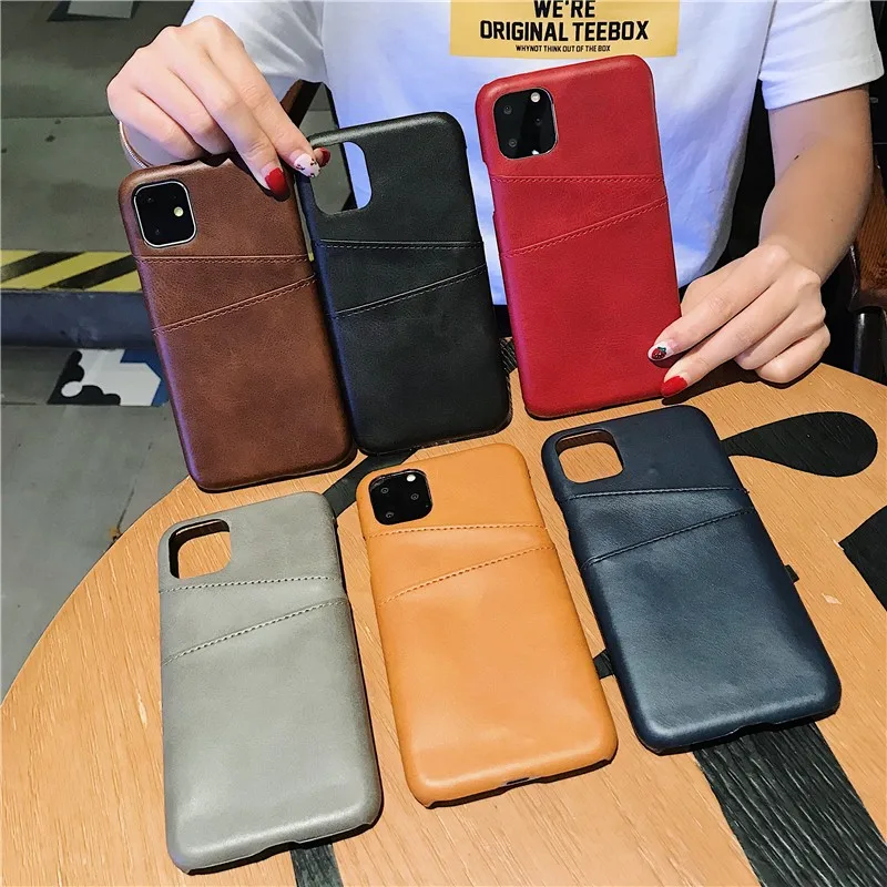 

Simple business Card package Phone Cover Case For Iphone X 11 pro Xs Max Xr 10 8 7 Plus se 4.7 Luxury pu leather Coque Fundas
