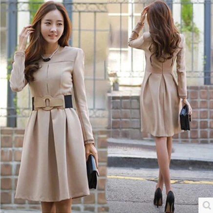 

Elegant 2019 Autumn Vestidos de renda cape collar dress Office Lady Work Wear Dress Elegant Cusual Sashes Knee-Length Slim SQ139