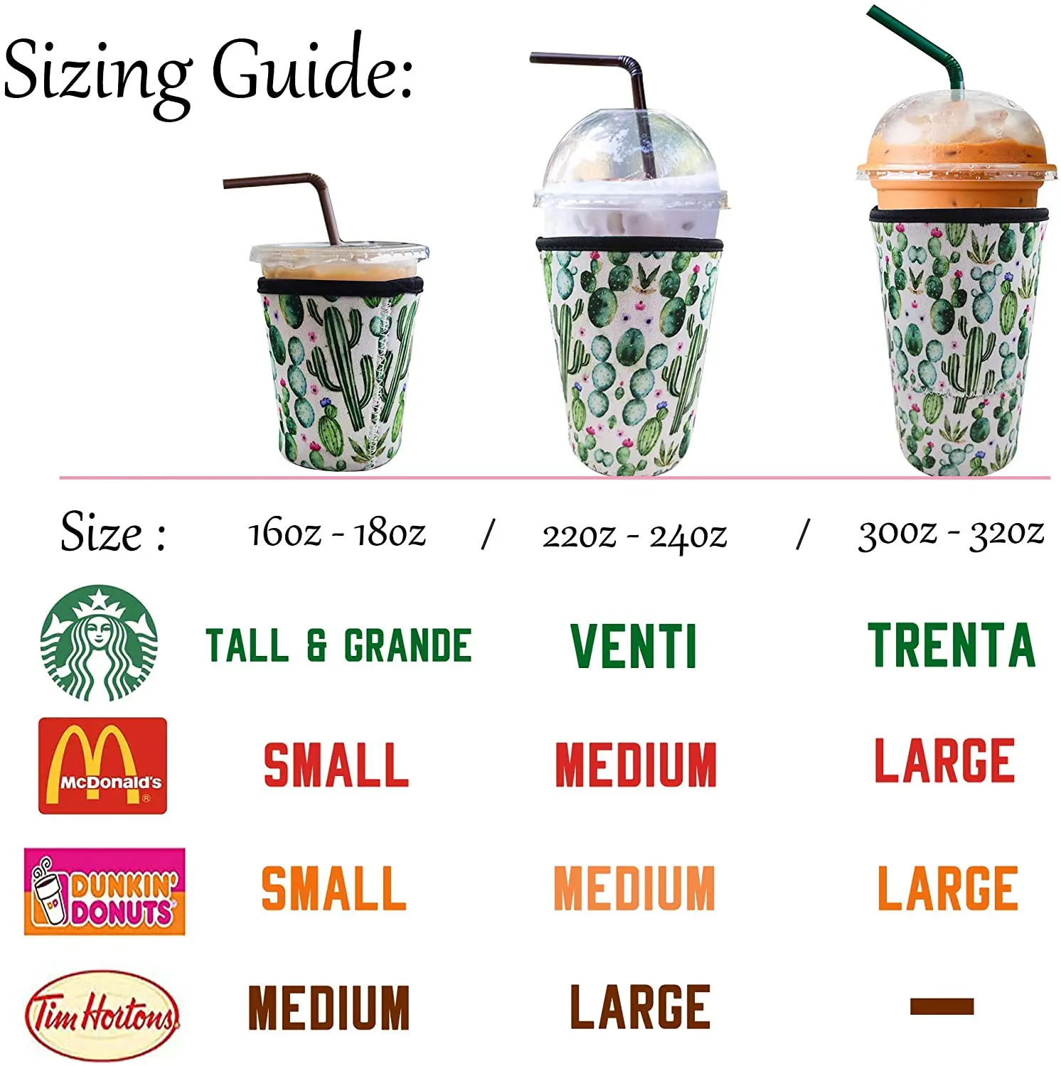 

3 Pack Reusable Iced Coffee Sleeve,coffee cup holder,Insulator Cup Sleeve for Cold Drinks Beverages,Neoprene Cup Holder Coozie