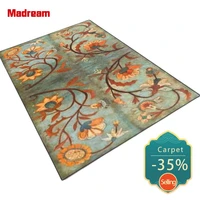 retro european and american style carpets for living room green floral leaf art decor rug floor mat in bedroom bedside area 2021