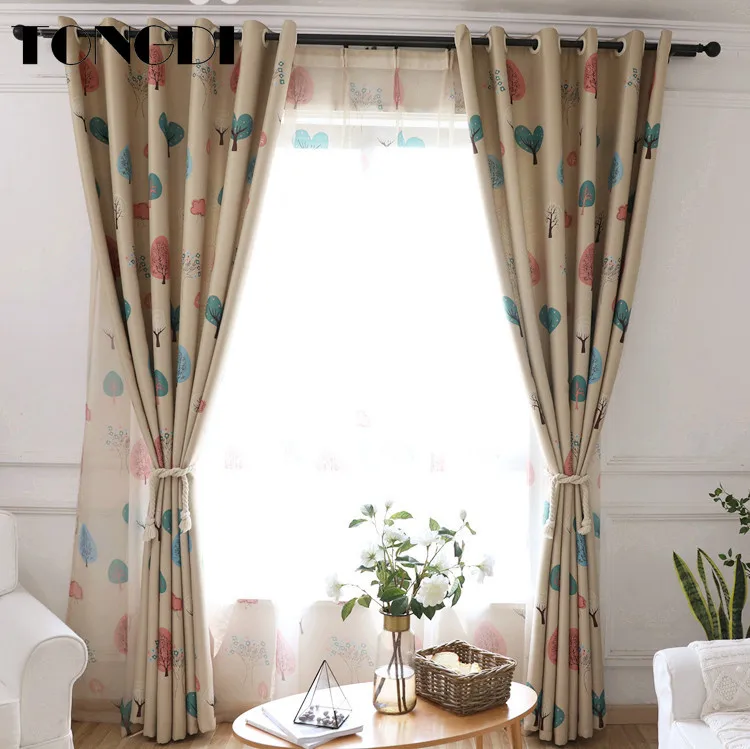 TONGDI Детские светонепроницаемые занавески Мультяшные элегантные милые кавайные