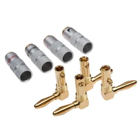 8pcs nakamichi 4mm right angle 90 degree gold plated banana plug for video speaker adapter audio connector1
