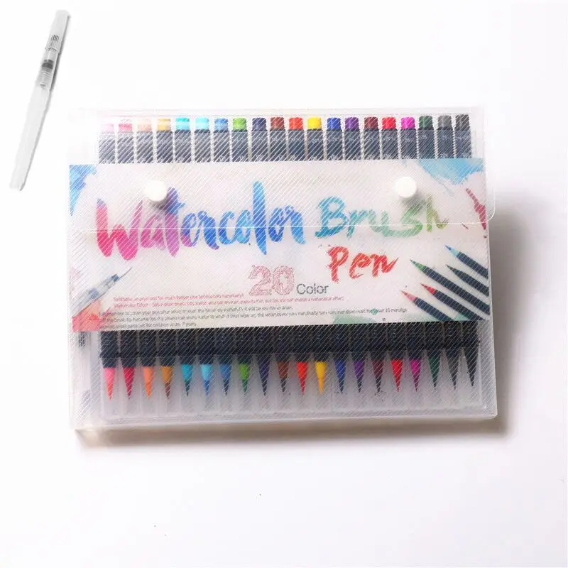 20Color Premium Painting Soft Brush Pen Set Watercolor Markers Pen Effect Best For Coloring Books Manga Comic Calligraphy