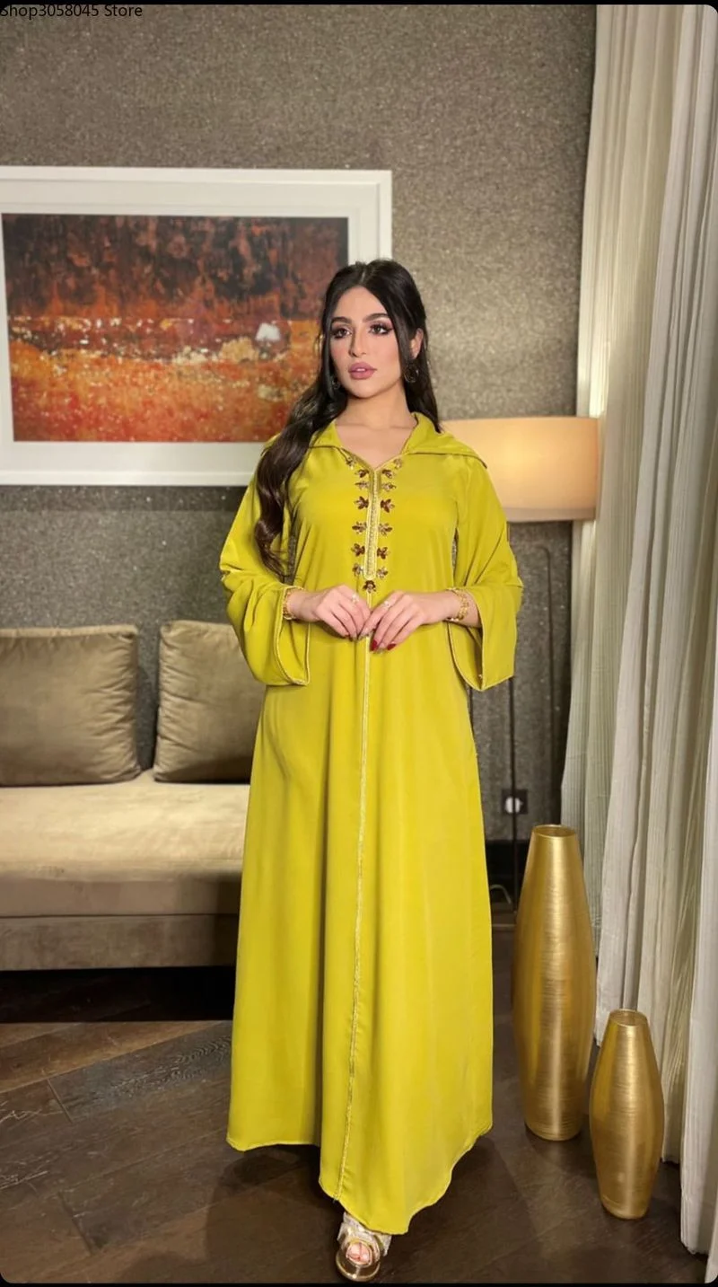 2021 Ramadan Mubarak Abayas For Women Dubai Muslim Hooded Dress Jalabiya Kaftan Moroccan Turkish Evening Gown Islam Clothing |