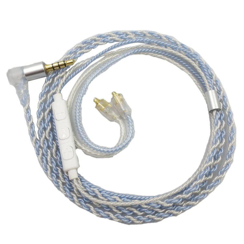 Синий/серебристый смешанный микрофонный пульт для наушников обновленный кабель