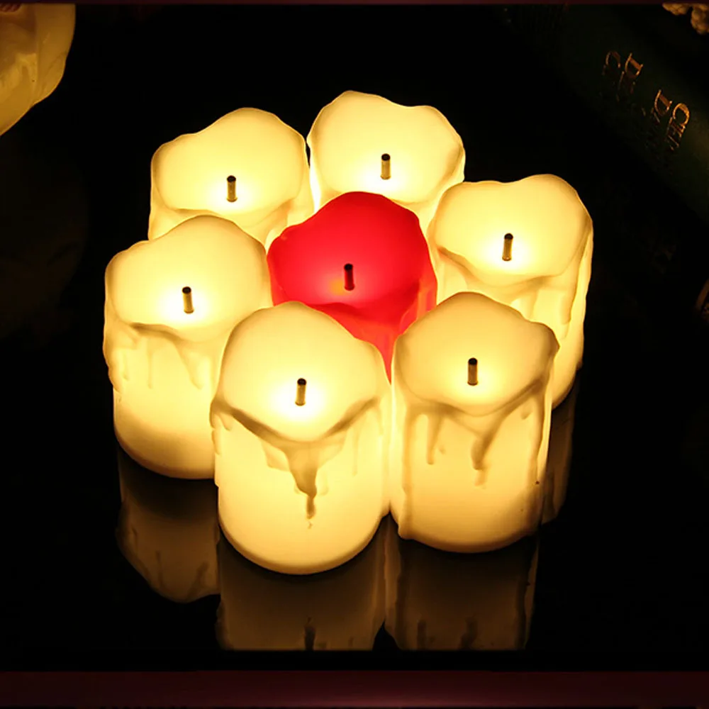 6PCS Electronic Candles Black core Flickering LED Tea Light Battery Operated Night Lamp Flameless Christmas Wedding Party Decors | Дом и сад