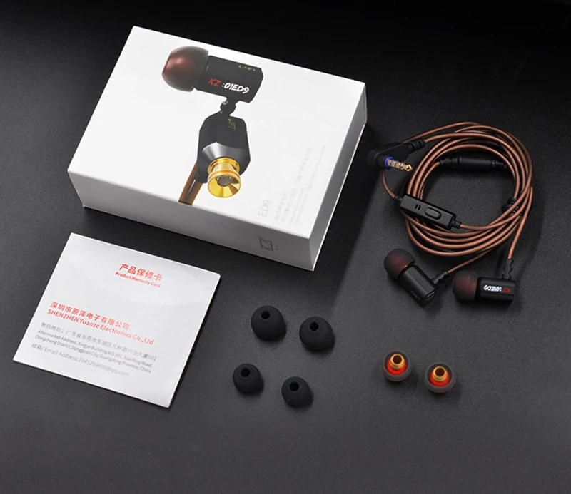 Оригинальные наушники KZ ED9 Super Bass In Ear, музыкальные наушники с диджейскими наушниками, Hi-Fi стерео наушники, шумоизолирующие спортивные наушники с микрофоном