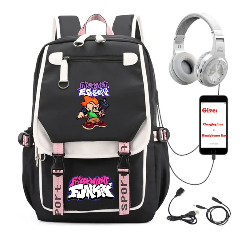 

anime Friday Night Funkin backpack Unisex Travel Backpack student School book Bag USB Charging teenagers Laptop packsack