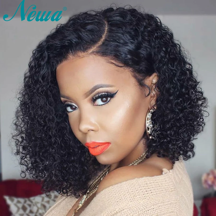 Парики Newa Hair человеческие волосы Боб вьющиеся передние парики из человеческих