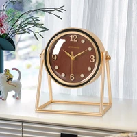 nordic table clock small luxury figurines creative gold desktop clock pendulum modern watch christmas decoration reloj de mesa