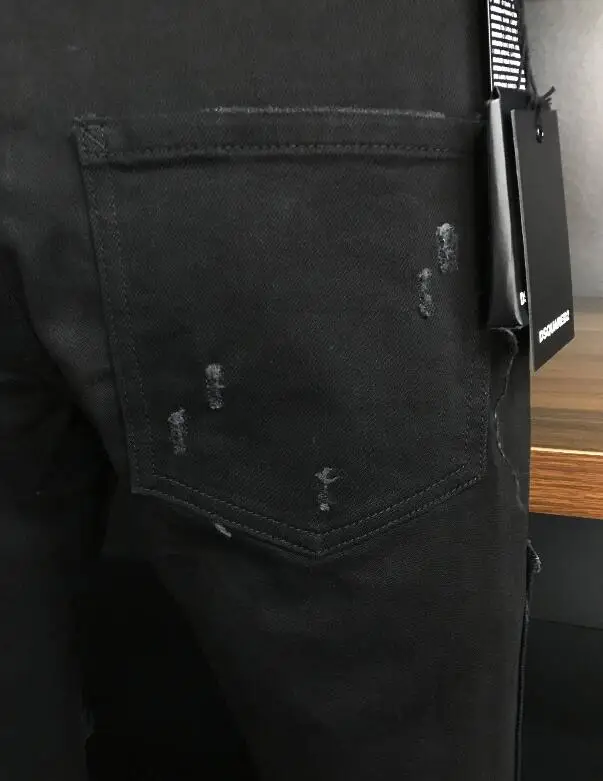 Authentic Classic Dsquared2 Men's Designer Jeans, Blue Holes Skinny Jeans, 9183