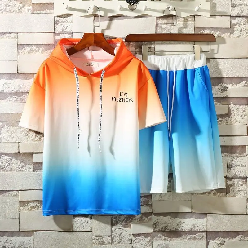 

Ice Silk Suit Men's Short-Sleeved T-shirt Loose Casual Summer Korean Style Trendy Handsome Suit Menswear Fashion Brand Ins