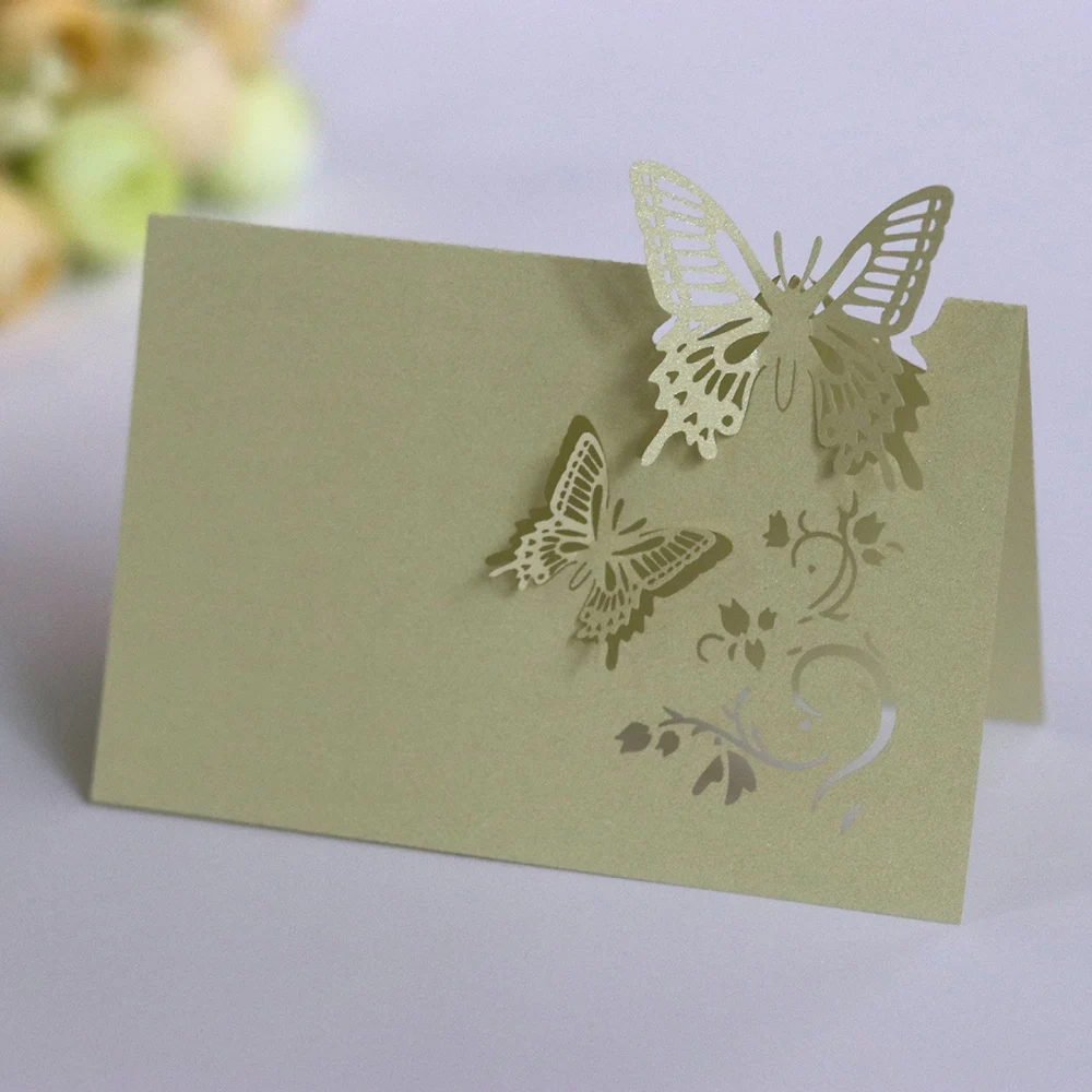 50 шт. популярные карты с лазерной гравировкой в форме бабочки свадебные открытки