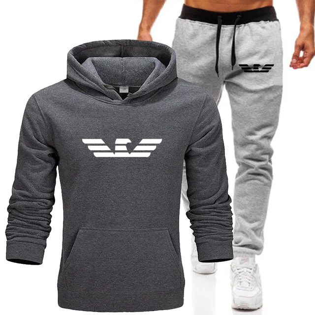 

New sportswear autumn and winter polar fleece hoodie suit men's sportswear casual sports hoodie + sweatpants running clothes men