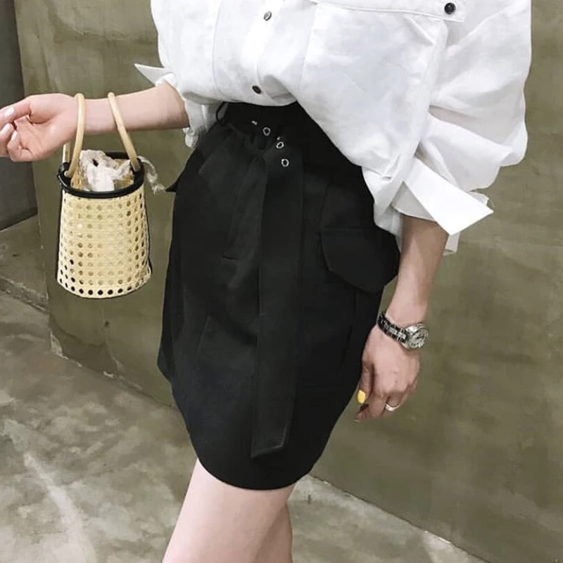 GALCAUR элегантные белые женские юбки с высокой талией поясом А-силуэта Мини Летняя