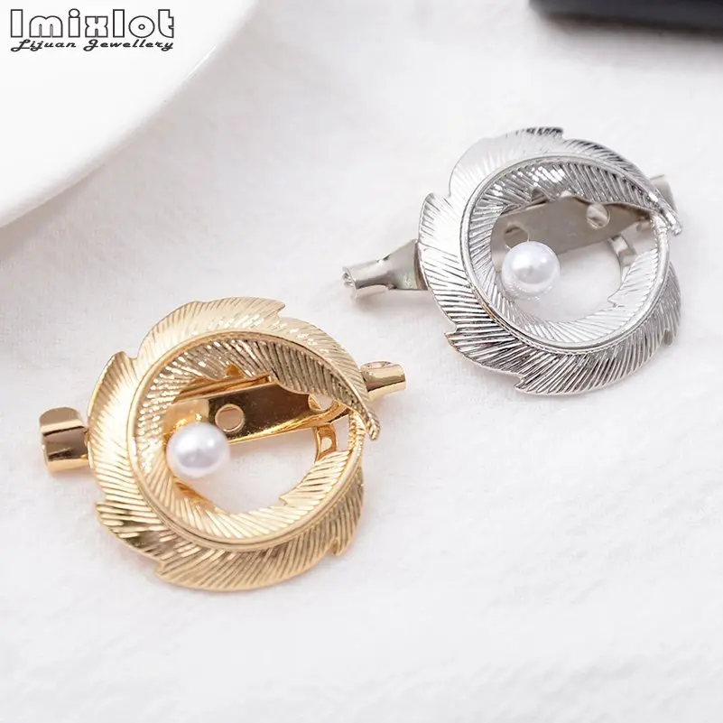 Модная круглая брошь с перьями для Мужчин Ювелирные изделия золотые