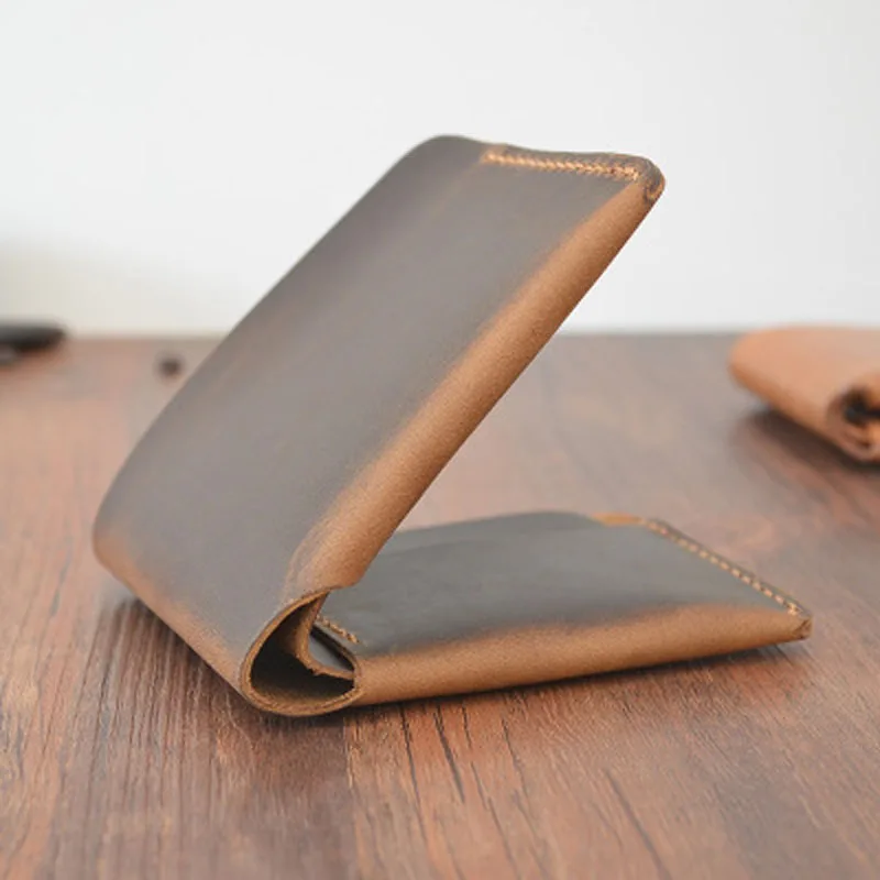 Мужской кошелек ручной работы из натуральной кожи винтажные минималистичные