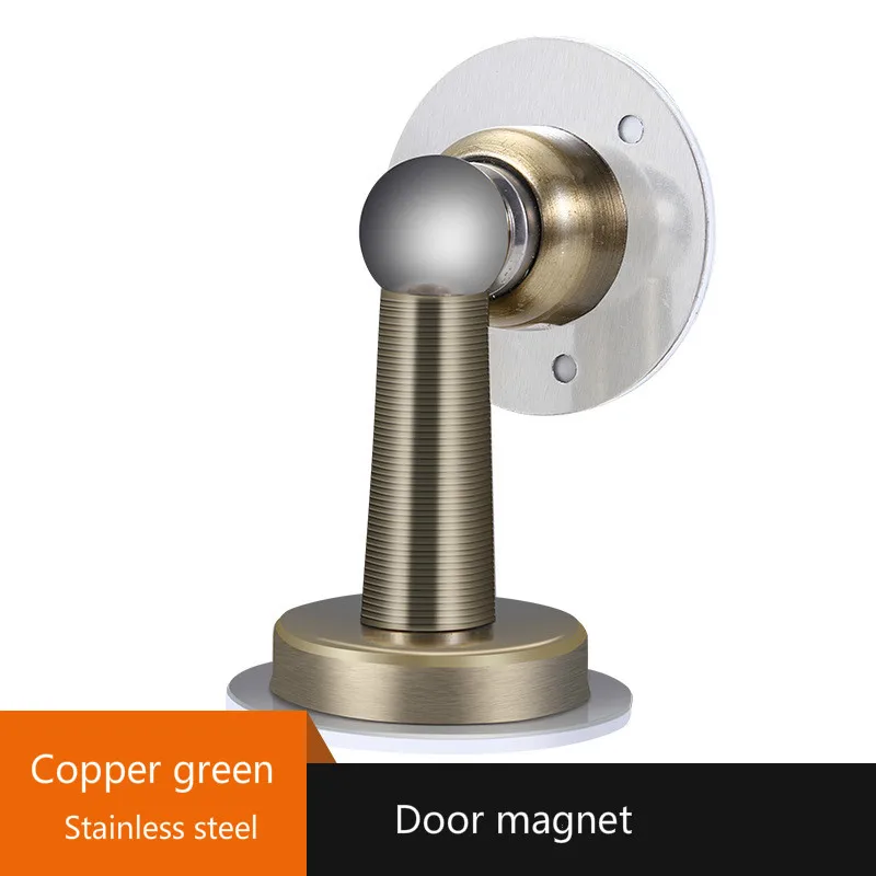 Copper green Magnetic Door Stop Stainless Steel Door Stopper, Door Holder Doorstop, 3M Double-Sided Adhesive Tape No Need to Drill - Цвет: Copper green