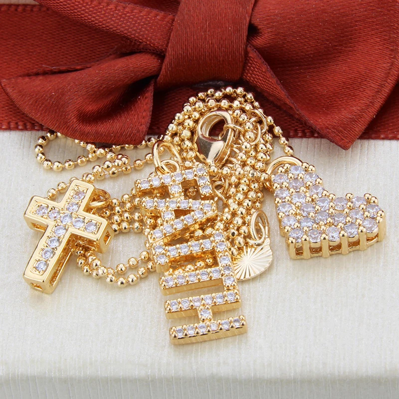 Кубический цирконий Вера Письмо ожерелья изысканный кулон крест с сердцем