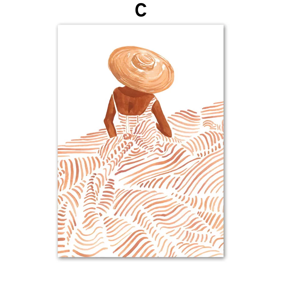 Абстрактная Линия Леди оранжевое дерево цитаты скандинавские постеры и принты