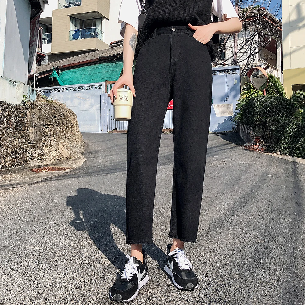 

Skyblue Mom Jeans Women High Waist Denim Pants Vintage Washed Ankle-Length Pants Casual Black White Plus Size Boyfriend Jeans