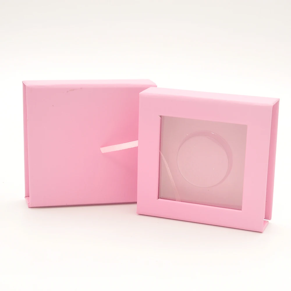 

Wholesale Eyelash Packaging Box Lash Boxes Package Custom Logo Faux Cils Mink Lahes Square Solid Pink Storage Case Makeup Vendor