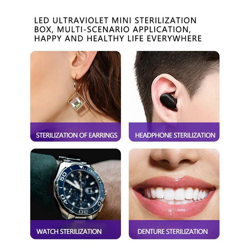 

265NmLED UV Mini Disinfection Box,Multifunctional Disinfection Pacifier Jewelry Small Object Portable Disinfection Box