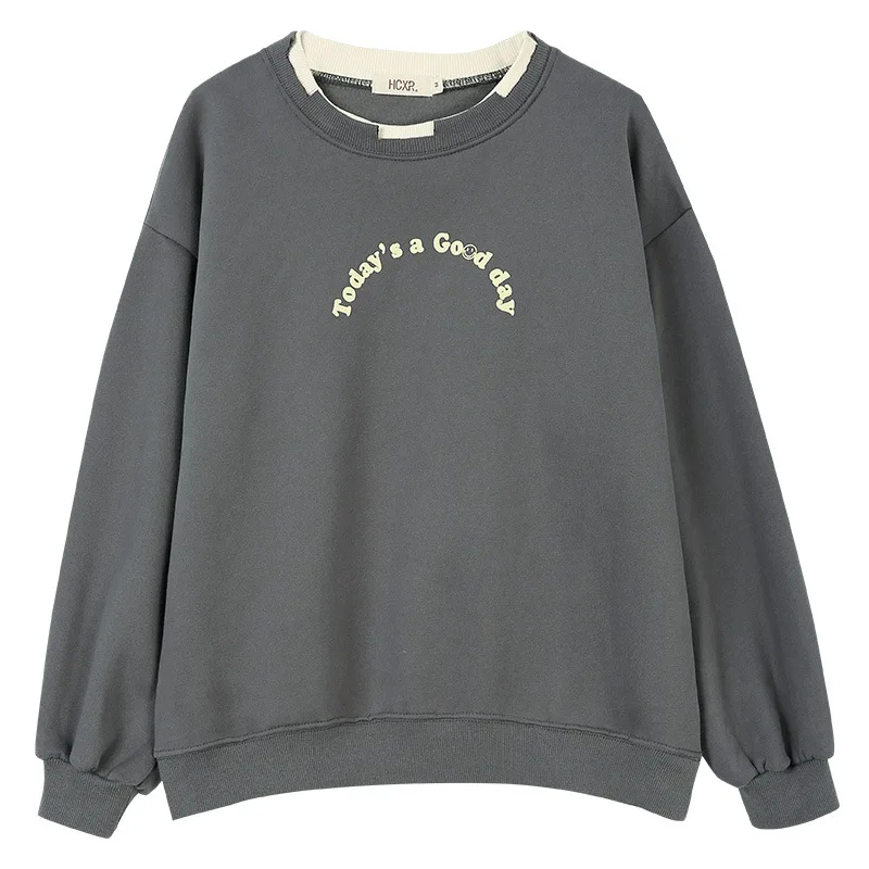 

Round neck Pullover printed Plush sweater for women's autumn and winter 2021 new loose and warm casual top SIZE M L XL