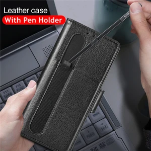 With Pen Holder Card Slot Wallet Leather Cover For Samsung Galaxy Z
Fold 3 5G Case Shockproof Phone Cases Coque Fundas No Pen