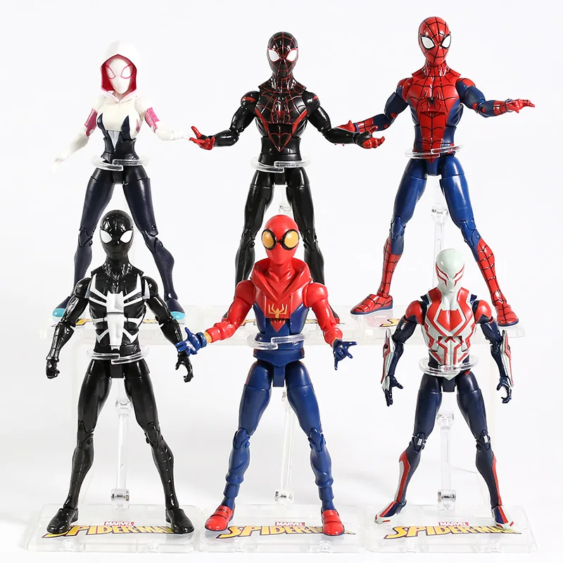 Marvel Spiderman Miles Morales Gwen Stacy Spider Man 2099 6 дюймов ПВХ фигурка Коллекционная модель