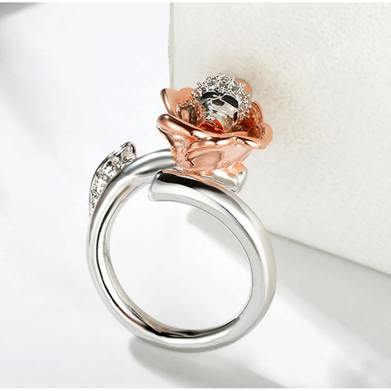 Новое изящное регулируемое женское кольцо в стиле панк с черепом розы хип-хоп