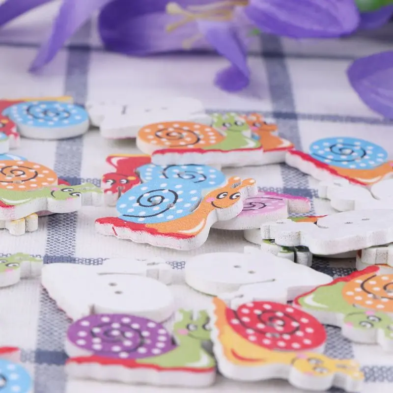 50 шт. милые улитки деревянные пуговицы для шитья Скрапбукинг Ремесло DIY