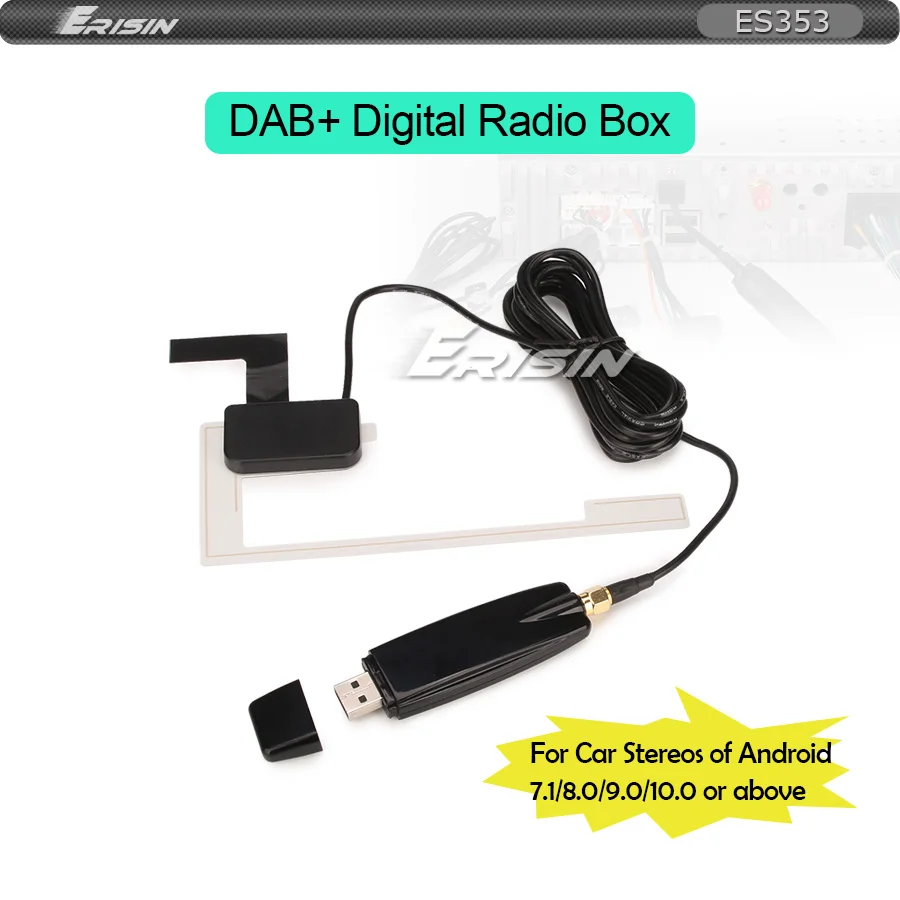 Erisin ES353 DAB+ Цифровая Автомобильная Радио коробка усиленная антенна для Android 5,1/6,0/7,1/8,0 стерео