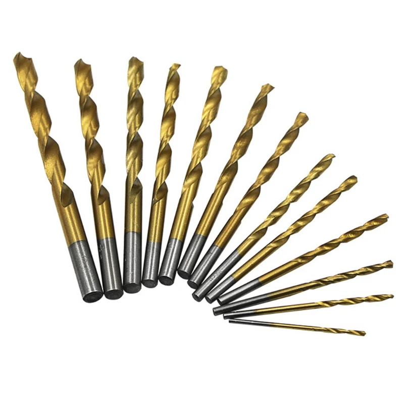 

13pcs/set High Speed Steel HSS Straight Shank Twist Drill Bits Electric Rotary F3MB