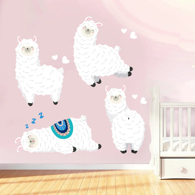 

4 piece Sheep wall stickers child girl bedroom wall art baby care applique kids room decoration