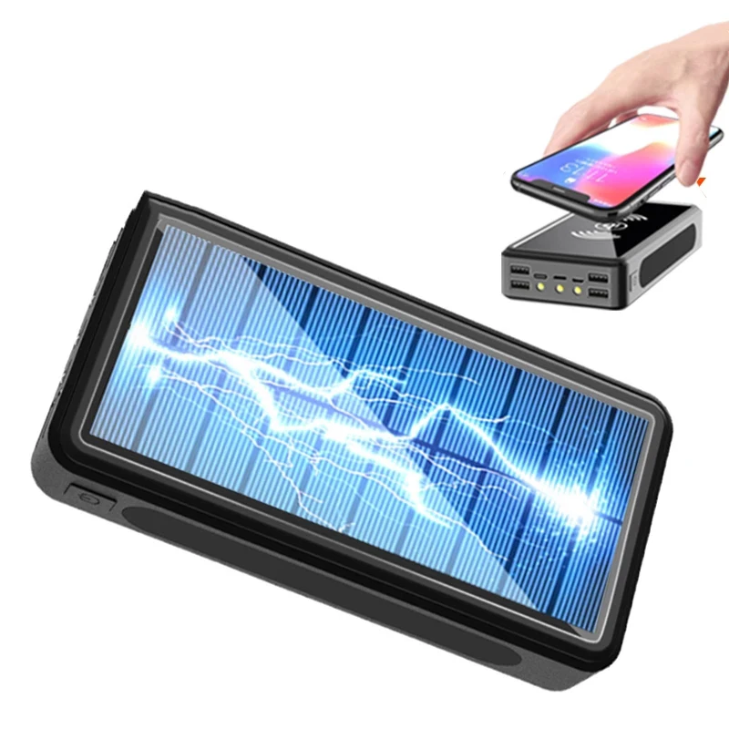 80000mah qi solar power bank wireless portable fast charger outdoor external battery for xiaomi samsung iphone free global shipping