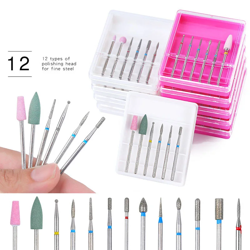 

6PCS Ceramic Diamond Nail Drill Bits Set Tungsten Carbide Milling Cutter Manicure Pedicure Gel Remover File Electric Machine Bit