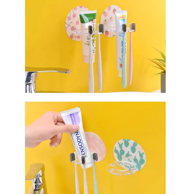 

Plastic Round Punch-free Toothbrush Rack Storage Toothpaste Holder Household Bathroom Organizer Accessories Whosale&Dropship