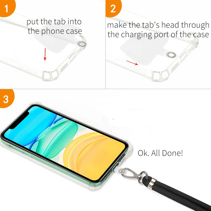 Однотонный ремешок для телефона розовый регулируемый Аксессуары мобильных