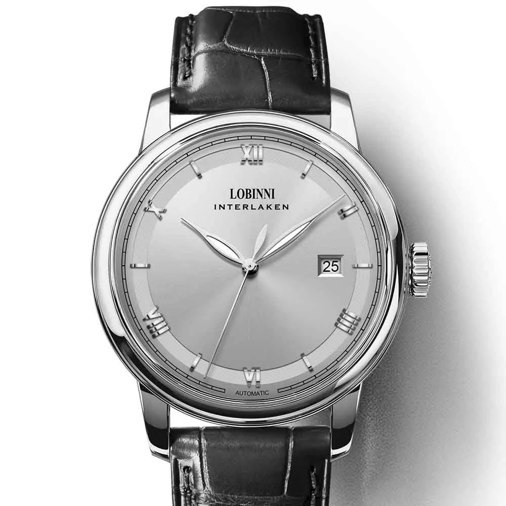 White Black LOBINNI брендовые роскошные механические часы Мужские автоматические часы мужские s сапфир наручные часы мужские 50 м Водонепроницаемые кожаные Reloj Hombre - Цвет: White Black