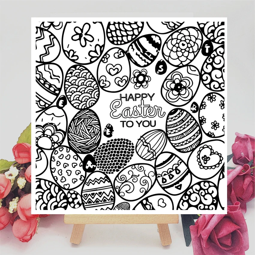 14x14 см Happy фотографический фон с пасхальными яйцами на прозрачный печать