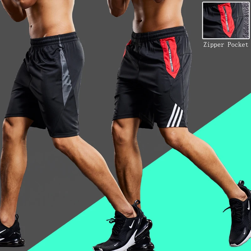 

Shorts For Men Running Work Out Gym Sport Fitness Jogging Basketball Football Training Male Socce Sweatshorts With Zipper Pocket