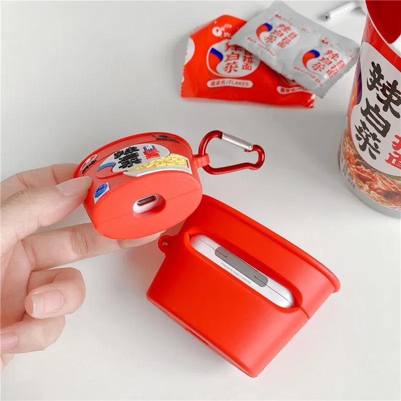 3D милый силиконовый мягкий чехол Nongshim Kimchi Ramen для Apple airpods 1/2 беспроводной Чехол