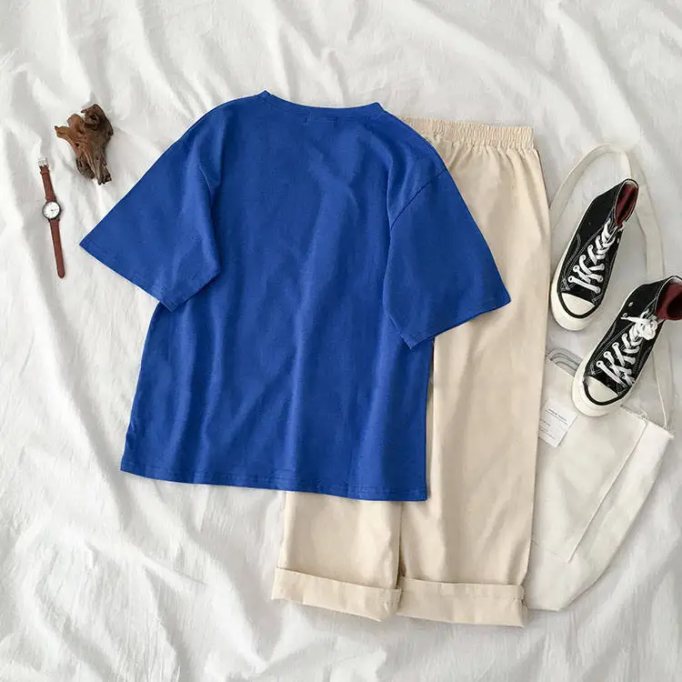 Новинка Лето 2020 футболка с коротким рукавом и принтом в Корейском стиле для