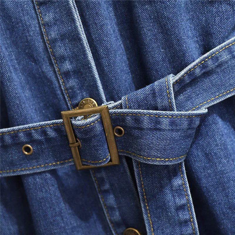 Женский джинсовый тренчкот с длинным рукавом длинная Джинсовая Верхняя одежда