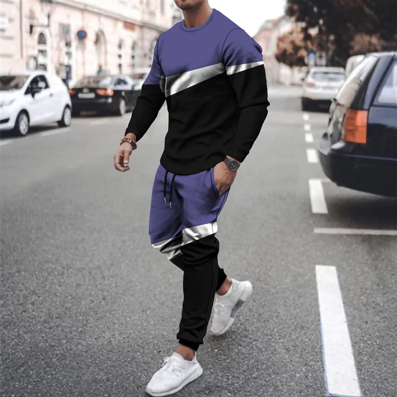 

Autumn and winter KE outdoor fitness loose jogging sports suit plus size clothing stitching pattern 3D printing men's suit
