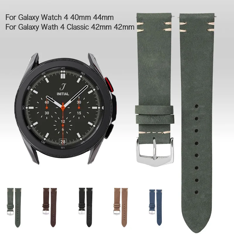 

Ремешок для наручных часов Samsung Galaxy Watch 4 Classic, Матовый кожаный браслет для Galaxy Watch 4, 20 мм, 42 мм 46 мм